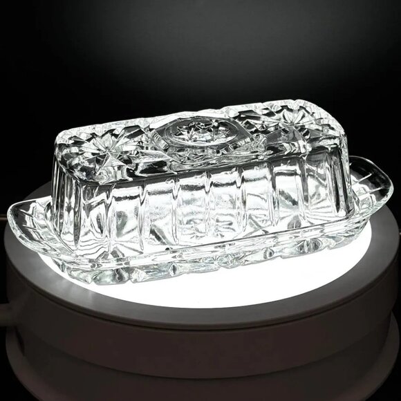 Vintage 1960's Anchor Hocking EAPC Star of David Starburst Butter Dish - Picture 1 of 5